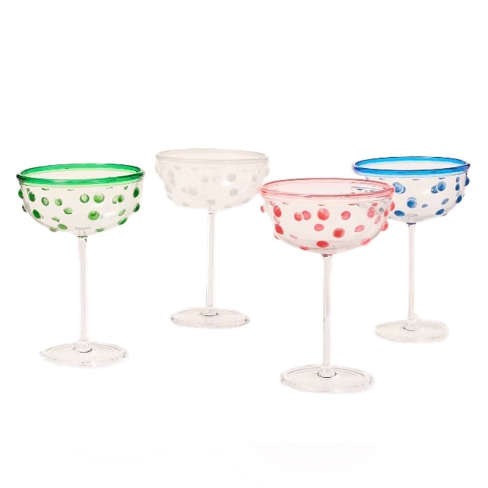 New Kate Spade x Target 4pc Coupe colorful polka dot acrylic drinkware